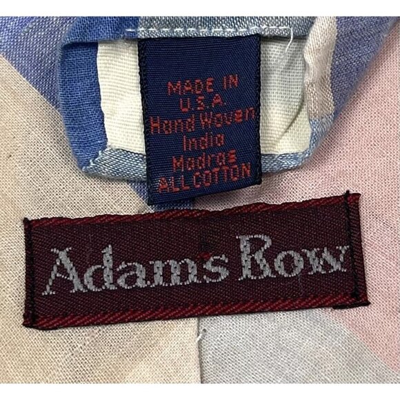 VTG Lot 2 ADAMS ROW Mens NECKTIES Beige Linen & Pastel Madras Plaid Cotton USA - Picture 3 of 5